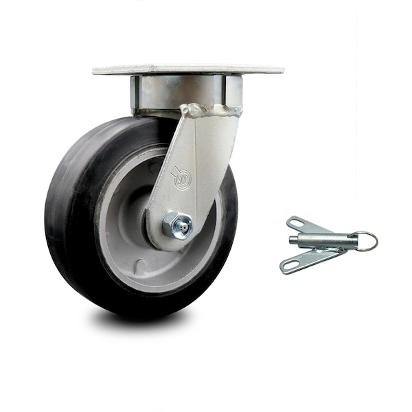 6 Inch Kingpinless Rubber on Aluminum Wheel Swivel Caster with Swivel Lock SCC